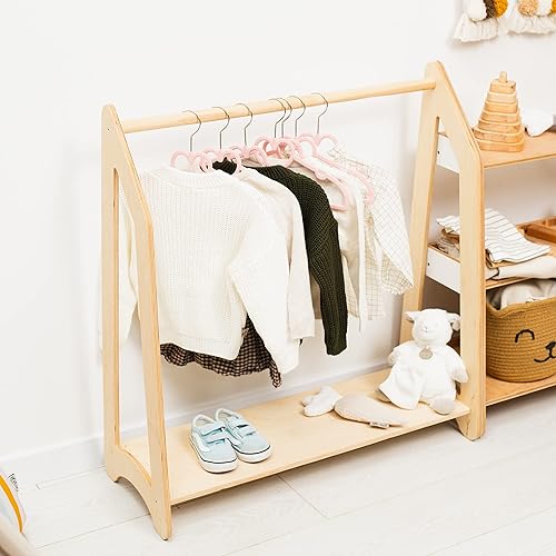 Montessori Clothing Rack for Toddler Furniture Wooden Wardrobe