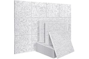 DEKIRU 12 Pack Acoustic Foam Panels, 12 X 12 X 0.4 Inches Soundproofing Insulation Absorption Panel High Density Beveled Edge Sound Panels (Normal version, Grey)