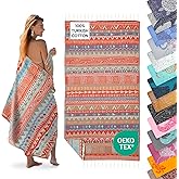Sun Drunk Turkish Beach Towel XL (Boheme) - Cotton Turkish Beach Towels Oversized, Sand Free Swim Towel Quick Dry for Travel, Pool Towels Oversized Fast Drying for Bath, Soft & Lightweight