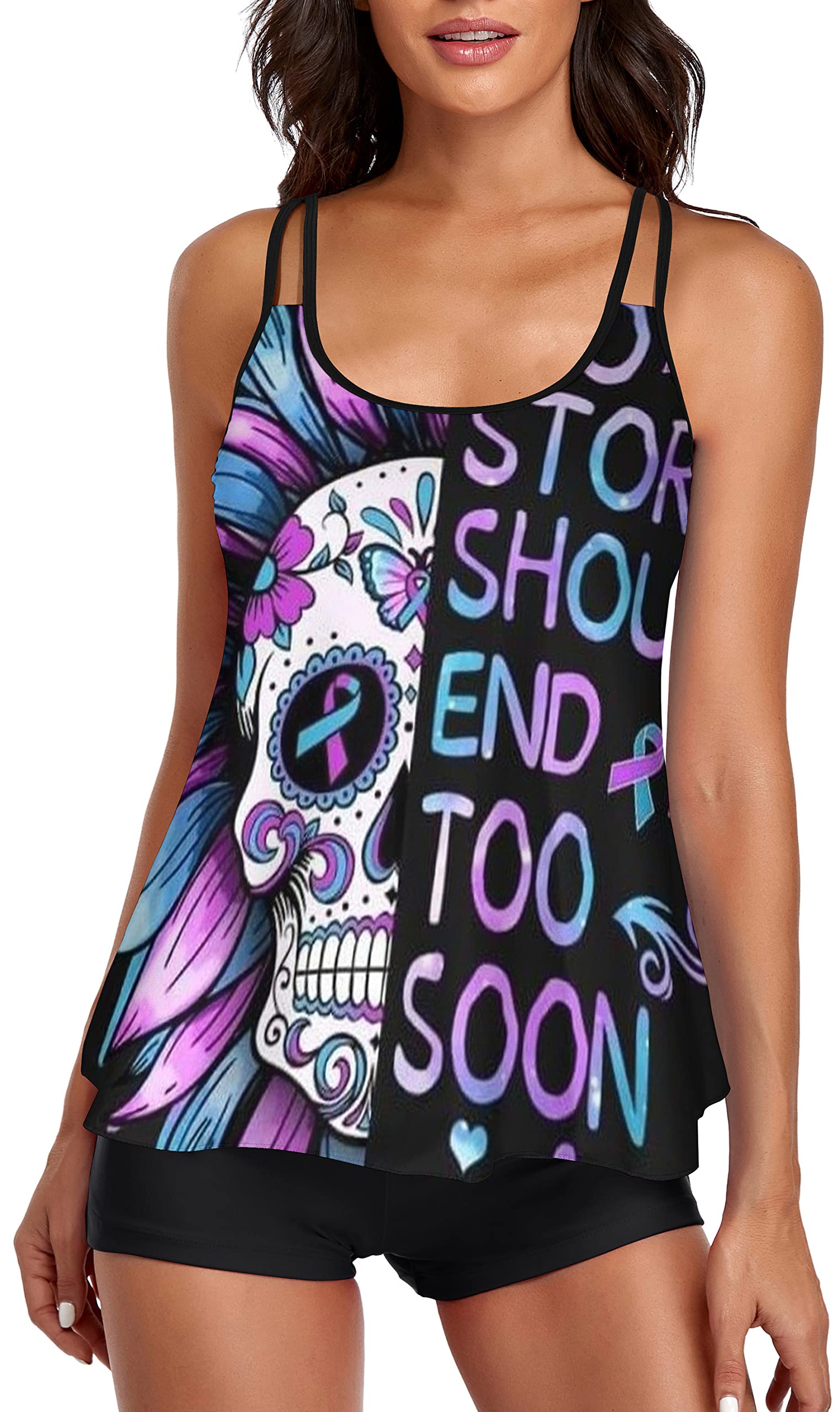 Omichic Women's Loose Bathing Suits Tankini Top