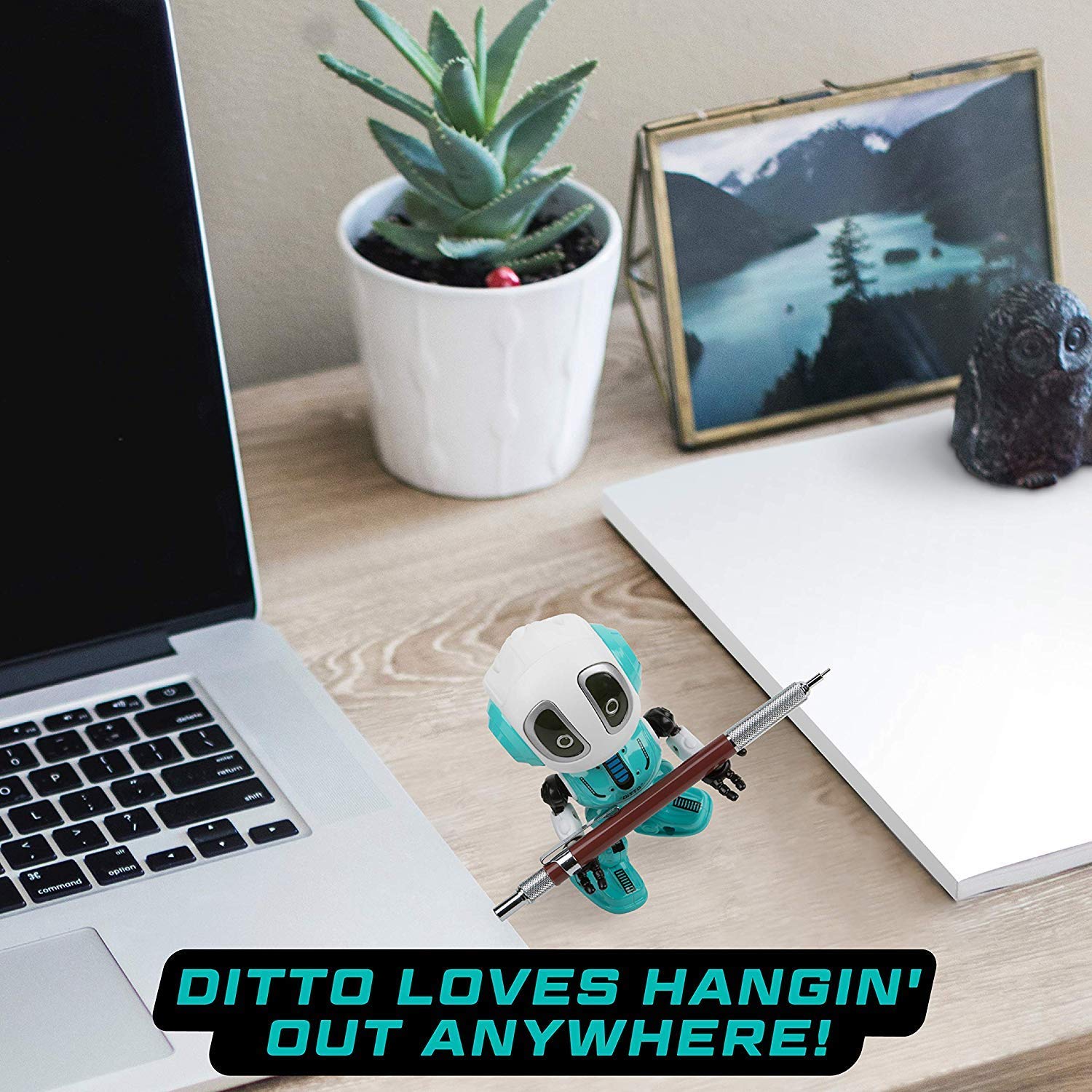 Angoo Kids Voice Changer Recording Smart Robot Toys, 360 Rotating with Lights & Music,Best Early Educational Development Gift, Christmas Year and Birthday Gift (Blue)