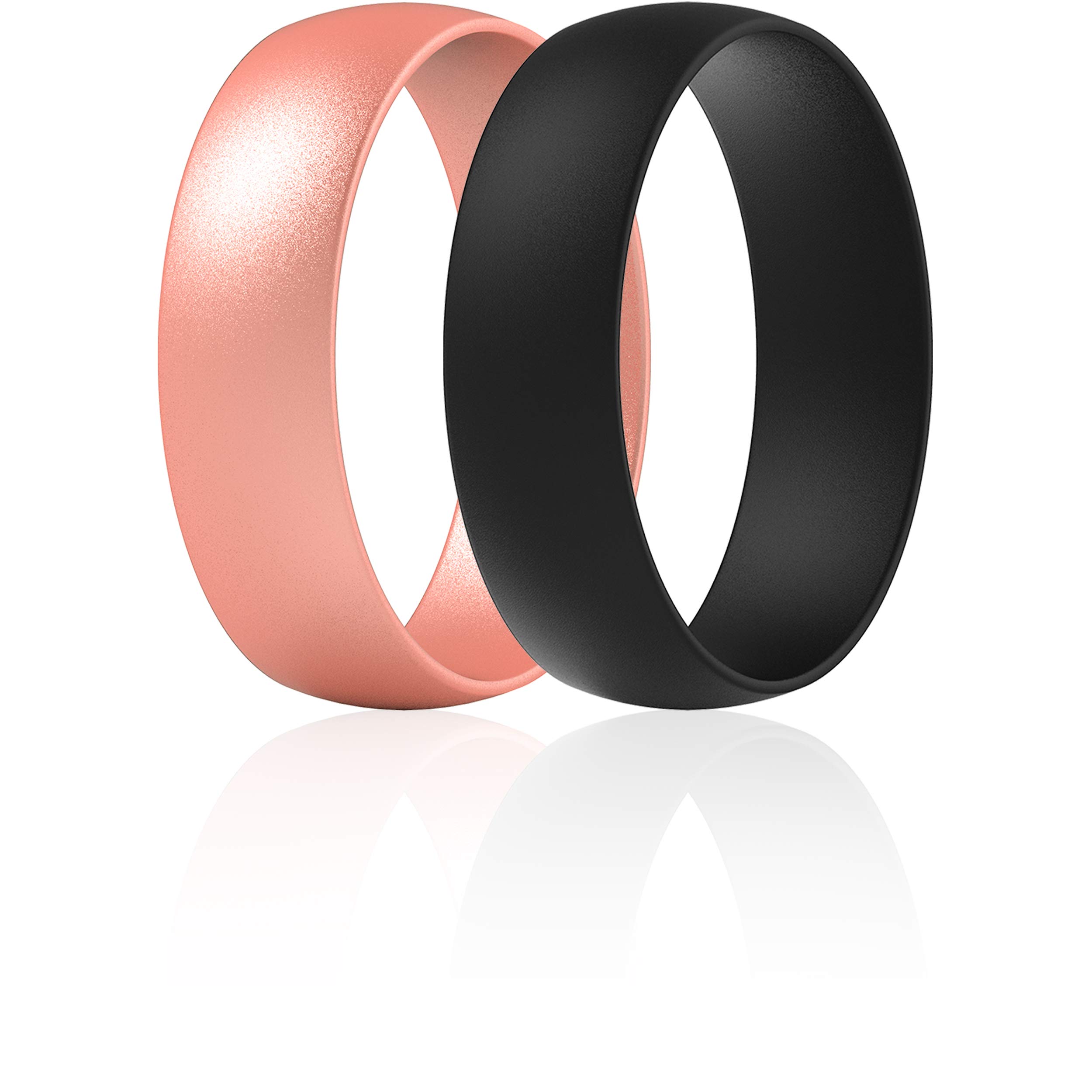 ThunderFit Unisex Silicone Wedding Rings, Rubber Engagement Bands 6mm Wide 1.65mm Thick - 1/2/3/4/5/6/7 Variety Multipack, 10.5 - 11 (20.60mm), Silicone, No Gemstone