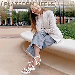 IDIFU White Platform Heels for Women Strappy Square
