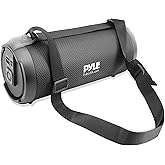 Pyle Wireless Portable Bluetooth Boombox Speaker - 17 Watt Rechargeable Boom Box Speaker Portable Music Barrel Loud Stereo System with AUX Input, MP3/USB/SD Port, Fm Radio, 3" Tweeter PBMSPG2BK,Black
