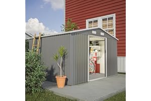 Evedy 10' × 8' Metal Outdoor Storage Shed with Door & Lock, Waterproof Garden Storage Tool Shed,Tiny House Utility and Tool Storage for Garden, Backyard，10FT x 8FT Storage Shed Large