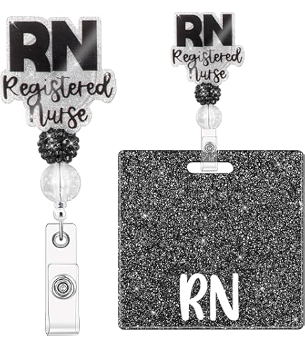 Soleebee Nurse Badge Reels - 24" Retractable ID Holders With Bling Rhinestone & Alligator Clip (2 Pack White)