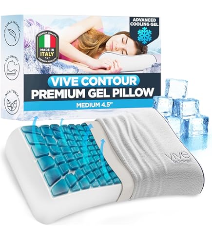Vive Deluxe Cooling Gel Pillow – Ergonomic Memory Foam Neck