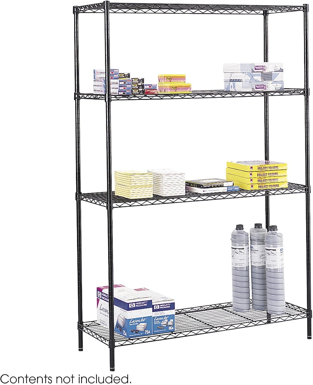 Safco 1219x457mm Wire Commercial Shelving Starter Unit – Black – BigaMart