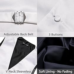 Barry.Wang Mens White Suit Vest Bow Tie Set 4PCS