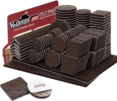 Yelanon Felt Furniture Pads 182 Pcs Self Adhesive Anti Scratch Brown