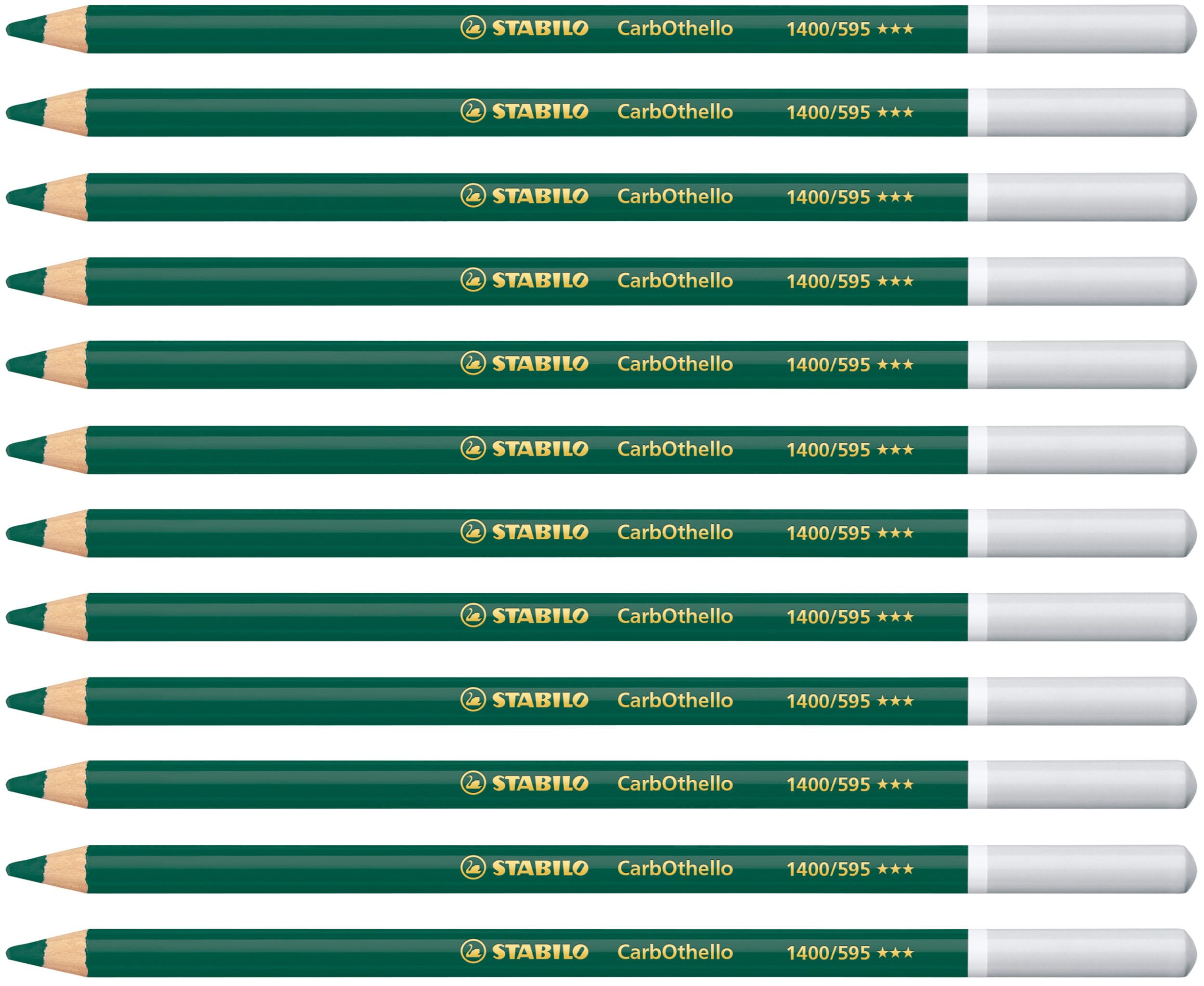 STABILO CarbOthello - Chalk-Pastel Pencil - Pack of 12 - Leaf Deep Green