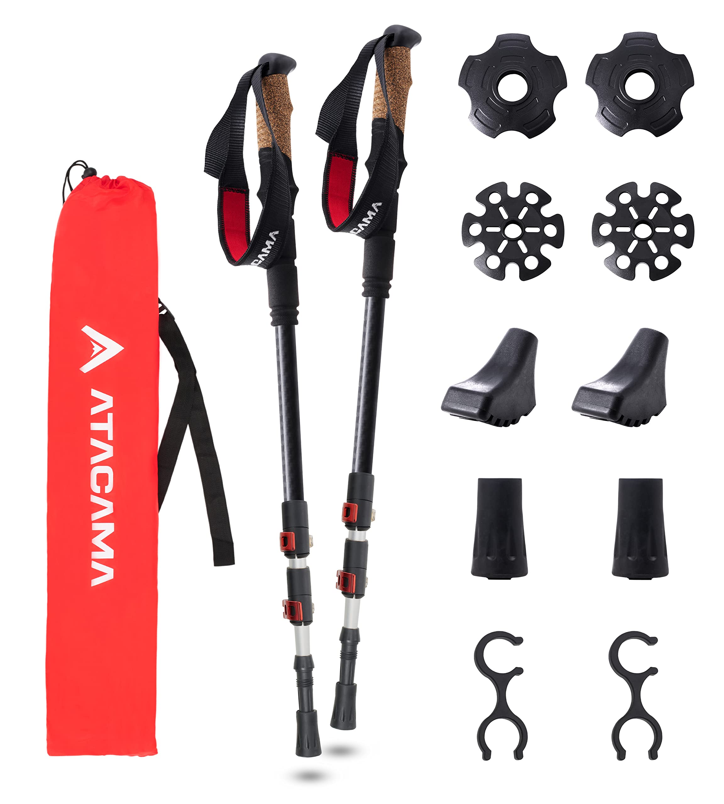 ATACAMA Walking Poles Women - Lightweight Aluminium Carbon Hiking Sticks Men Cork Handle - Adjustable Telescopic Hiking Poles - Folding Trekking Poles - Nordic Walking Poles Men - Hiking Accessories
