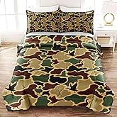 Duck Camo Bedding Set for Boys Queen Size,Old School Camo Comforter Set,Duck Hunting Bed Sets,Teens Kids Camouflage Room Decor