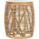 Safavieh Home Maui Coastal Natural Rattan Drum Stool Table