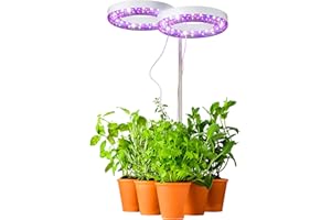 Brite Labs Halo Plant Light - 2 Adjustable LED Rings, Red Blue White, Full Spectrum - LED Grow Lights for Indoor Plants, Seed Starting, Seedlings, Succulents & Herbs - Plant Lights for Indoor Growing