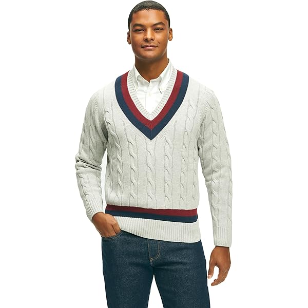 Brooks Brothers Men's Long Sleeve V-Neck Supima Cotton Half-Zip