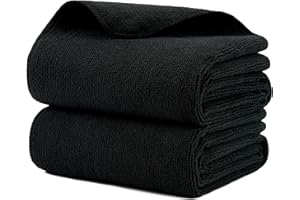 MICROFI New Microfiber Hair Drying Salon Towels, Quick Dry, Lint Free, 2 Pack (Black)
