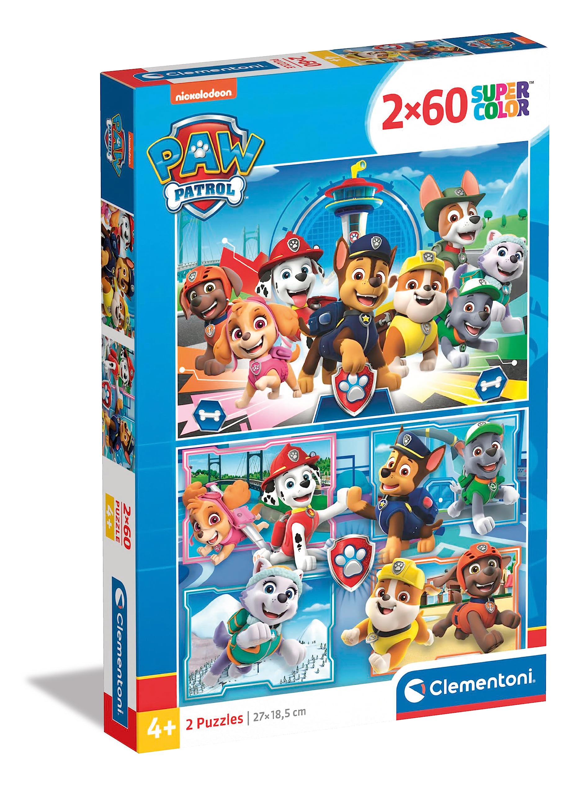 Clementoni 21617, Paw Patrol Puzzle for Children, 2 x 60 pieces, Ages 5 Years Plus, Multi Coloured