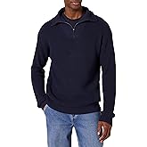 Amazon Essentials Men's Quarter-Zip Rib-Knit Relaxed-Fit Sweater