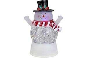 Northlight 5.75" LED Lighted Snowman with Holly and Berries Top Hat Christmas Snow Globe