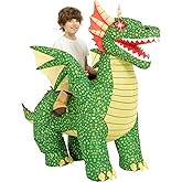 One Casa Inflatable Costumes for Kids,Blow Up LED Light Eyes Dragon Suit,Ride On Halloween Costumes for Boys Girls