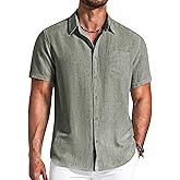 COOFANDY Men's Button Down Shirts Short Sleeve Casual Shirt Summer Beach Textured Shirts