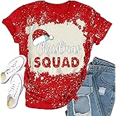 Qskall Christmas Squad Shirt for Women Santa's Hat Squad Tshirt Xmas Holiday Tee Shirts