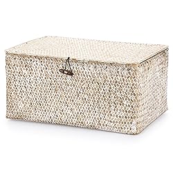 Hipiwe Wicker Woven Baskets Bin with Lid Natural