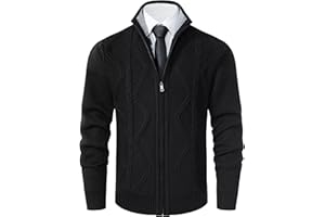 Vcansion Men's Classic Cardigan Sweaters Stand Collar Slim Fit Casual Knitted Sweater