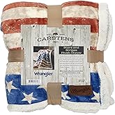 CARSTENS, INC. Wrangler Ultra Premium Super Soft Plush Sherpa Fleece Oversized Throw Blanket 54" x 68", Stars & Stripes