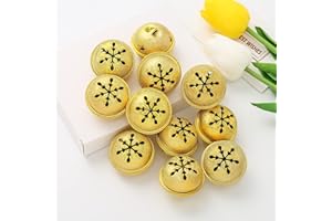 ToBeIT 30 Pieces Jingle Bells with Snowflake Cutout 1.6 Inch/ 40 mm Christmas Craft Bells for Festival Decorations (gold bells)
