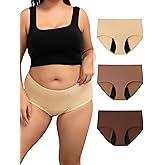 INNERSY Women's Plus Size Period Underwear Heavy Flow Cotton Leak-proof Menstrual Absorbency Panties 3-Pack