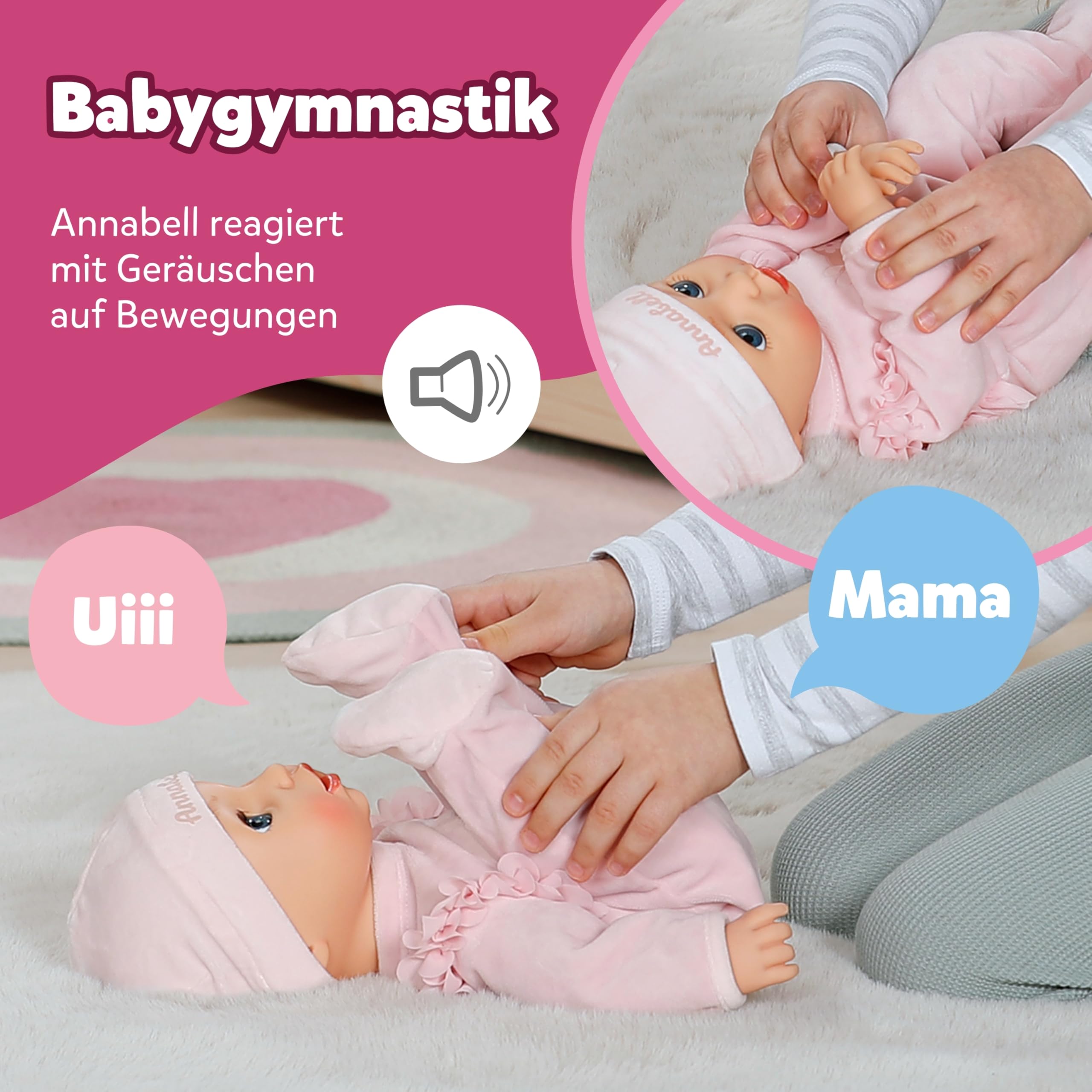 BABY Born Annabell 43 cm - Weiche Babypuppe mit 7 elektronischen Funktionen & Sound - Geeignet für Kinder ab 3 Jahren - Puppe inkl. Zubehör - Benötigt Batterien 3
