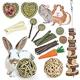 Sofier Rabbit Toys Bunny Toys Guinea Pig Toys Natural Timothy Hay Sticks Hamster Toys for Teeth Handmade Rabbit Chews and Tre