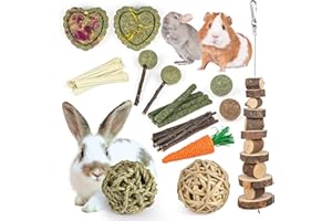 Sofier Rabbit Toys Bunny/Guinea Pig Toys Natural Timothy Hay Hamster for Teeth Handmade Chews and Treats Apple Wood Sticks Chinchilla Rat
