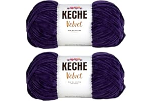 Keche Velvet Yarn for Crocheting, Soft Chenille Bulky Baby Blanket Amigurumi Yarn 2x100 gr (2x132 yds) (2 Skeins) (Purple)