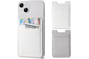 FULGAMO 2Pack Phone Wallet,Leather Phone Card Holder Adhesive Stick On Credit Card Pocket for Back of Phone Case iPhone and Android-White,Grey