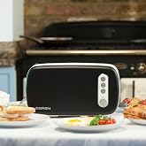 Berghoff Seren Slim Side Loading Toaster,Removable Crumb Tray &amp; Panel | Cool Touch Exterior, Black Panel Serving Tray, Space Saving Design, Reheat, Interchangeable Face Plates for Kitchen