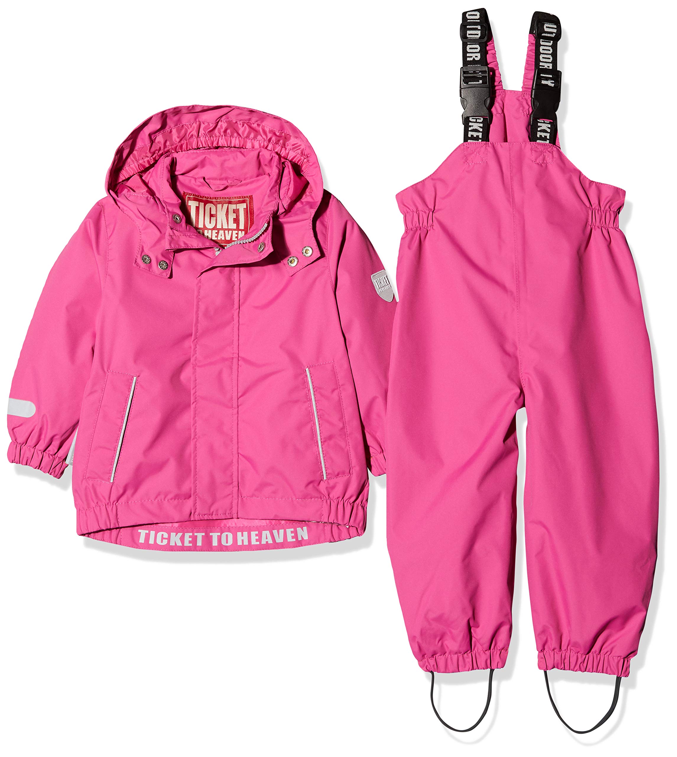 Ticket to Heaven Baby Regenanzug 2tlg. Plain M. Abnehmbarer Kapuze Snowsuit, Pink (Raspberry Rose|Pink 2082), 36 (Size: 80)