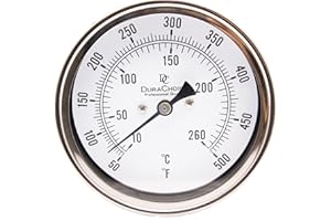 DURACHOICE Industrial Bimetal Thermometer 3" Face x 9" Stem, 50-500Ãƒâ€šÃ‚°F, S.S. Case w/Calibration Dial