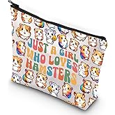G2TUP Hamster Cosmetic Bag Hamster Lover Gift Just A Girl Who Loves Hamsters Zipper Bag For Animal Lover（Hamsters New）
