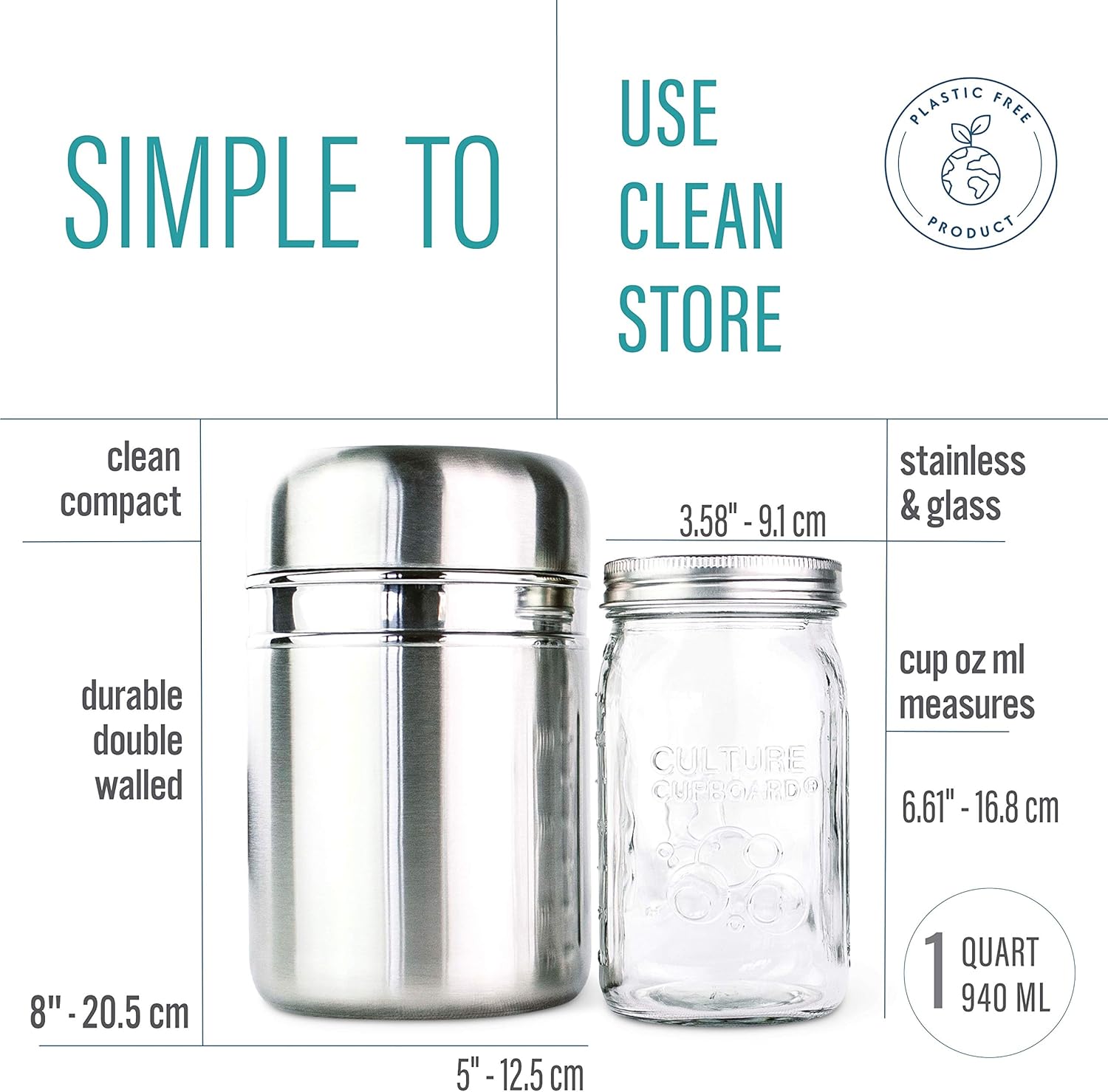 Stainless Steel Yogurt Maker with 1 Quart Glass Jar and Complete Recipe Book to Make 12+ Easy Homemade Dairy Free and Milk Yogurts: Kitchen & Dining