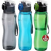 MILTON Kids Water Bottle 3 Pack Triton 25 Oz Large Sports Water Bottle for Men, Women, Kid Wide Mouth Water Bottle with Strap Carry Handle for Bike Gym Running Cycling Multi Color