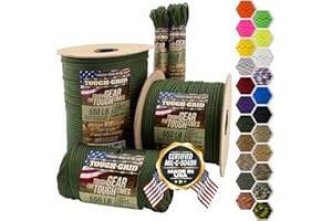 TOUGH-GRID Premium 550lb Paracord Rope - 200Ft - Camo Green- 100% Nylon Type III Mil-Spec - UV & Abrasion Resistant - Heavy Duty Strands - Outdoor Survival Rope - Used by US Military - Made in USA