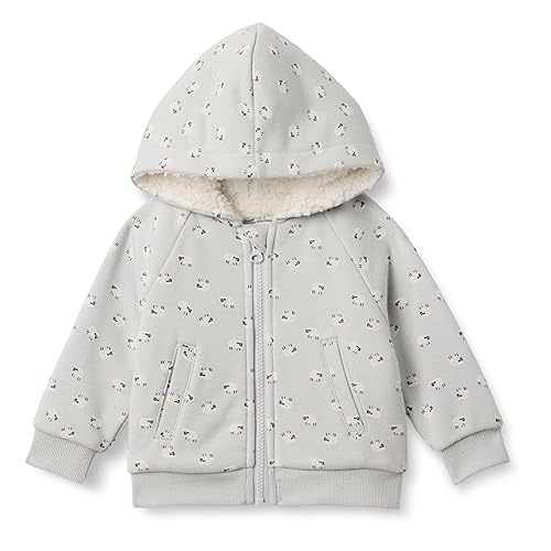 Amazon Essentials x Sofia Grainge Unisex Babies' Zip Hoodie Sweatshirt, Dove Grey Sheep, 18 Months