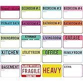 600 Pcs Moving Labels for Boxes, 3 x 2 Packing Labels for 3-4 Bedroom House, 20 Designs Including Fragile and Heavy Stickers