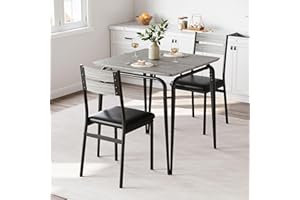 IDEALHOUSE Dining Table for 2, Small Table and Chairs Set of 2, Square Dinette Set for 2, Dinner Table Set, 3 Piece Kitchen & Dining Room Sets for Small Space, Apartment (Oak, Dining Table with 2 Chairs)