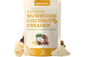 QIN SHAN TANG Collagen Creamer, Coconut Creamer for Coffee, 10 Mushrooms Supplement, Bovine Collagen and Ceylon Cinnamon Powder | Supports Hair, Skin & Nails, Digestive Health & Energy | 6.35 Oz