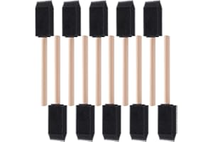 VARMDUKKE 10PCS Foam Paint Brushes, 0.98 Inch Reusable Sponge Brushes for Painting, Easy Grip Small Foam Paint Brushes with Wooden Handles, Sponge Brushes for Varnishes, Staining, DIY Crafts - Black