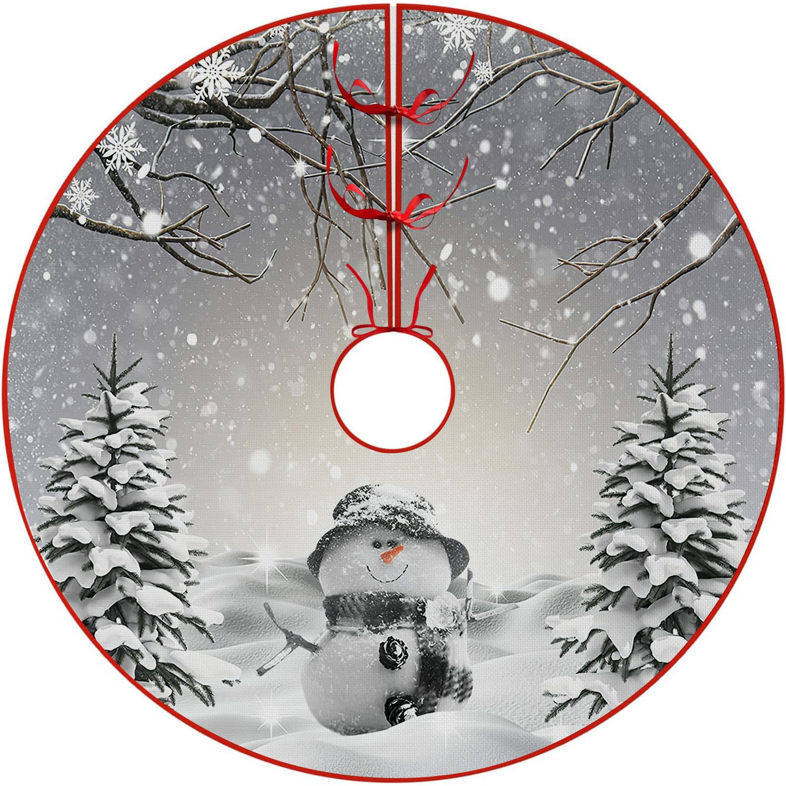 Gaakvrr Christmas Tree Skirt White Snowman Tree Skirt for Winter Merry Christmas Party 90cm